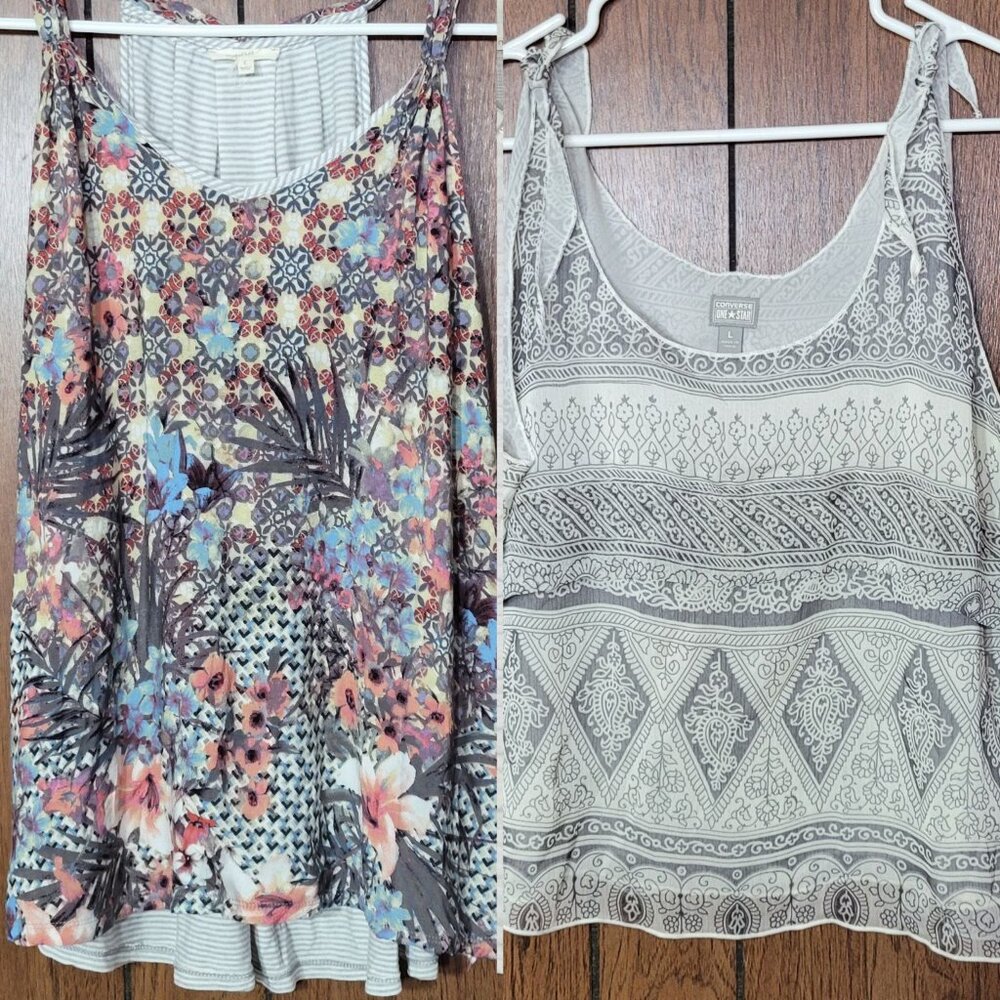 Converse One Star & Mystree Sleeveless Tops – Size L – Unique Bundle of 2
